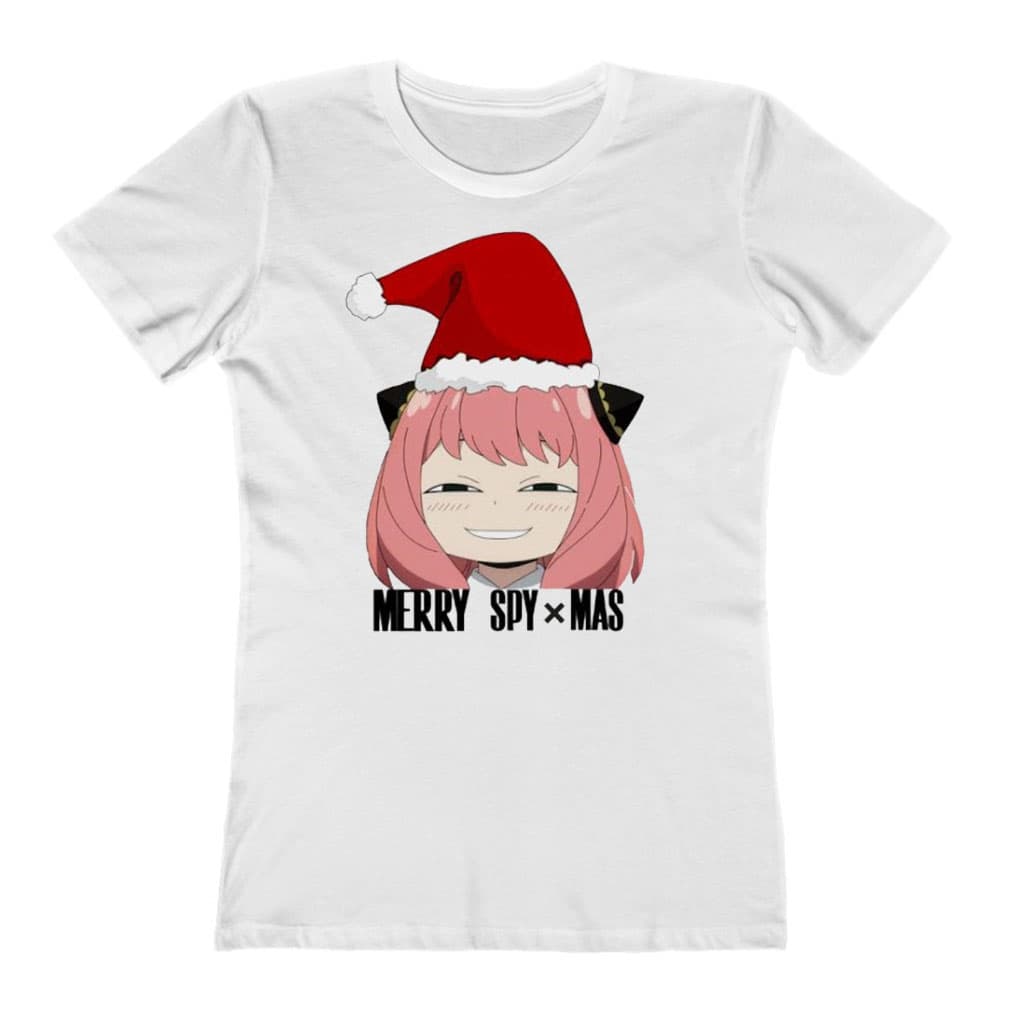 Anya Forger Santa Hat Merry Spy Mas Anime Christmas Ladies T-Shirt