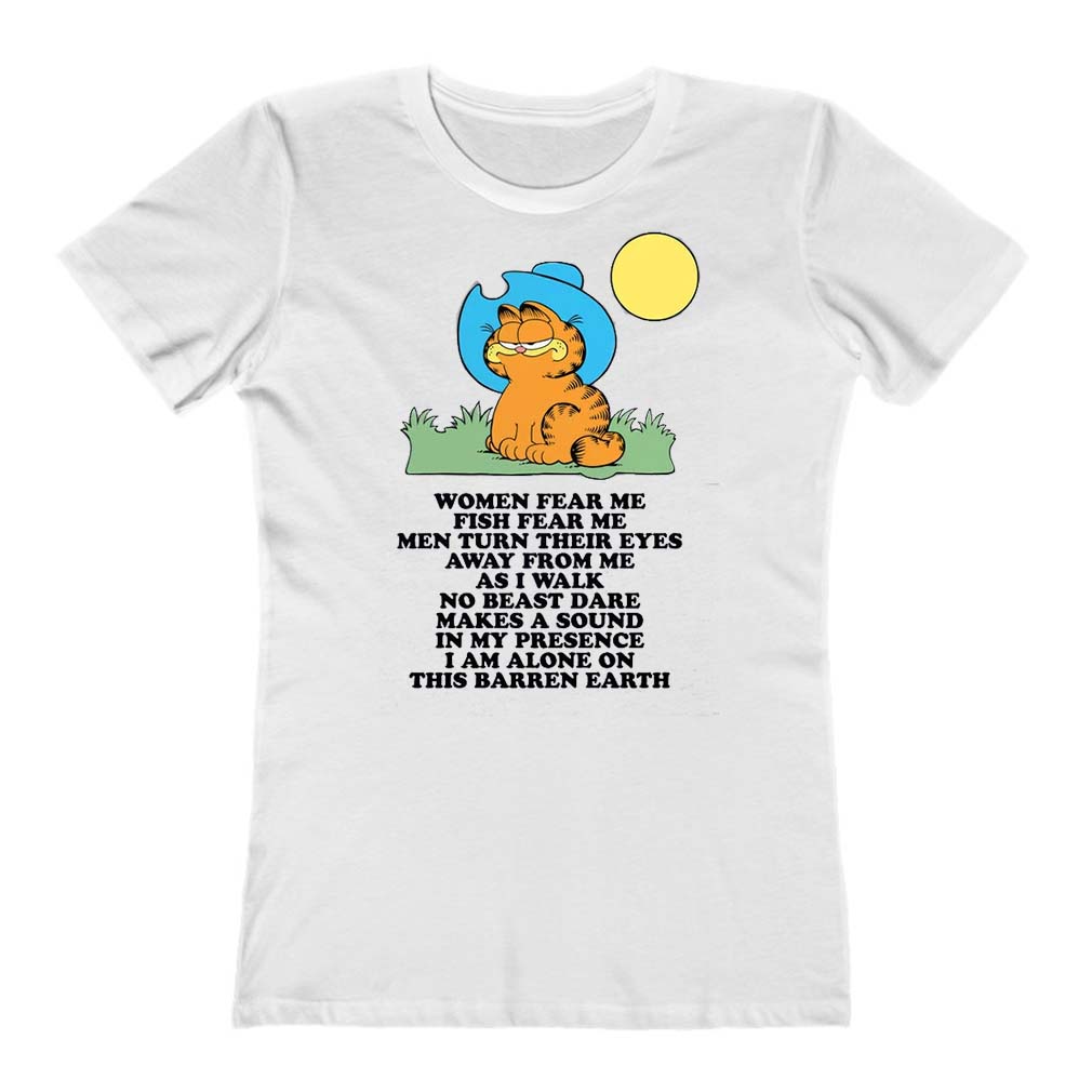 Garfield Women Fear Me Fish Fear Me Men Turn Their Eyes Ladies T-Shirt