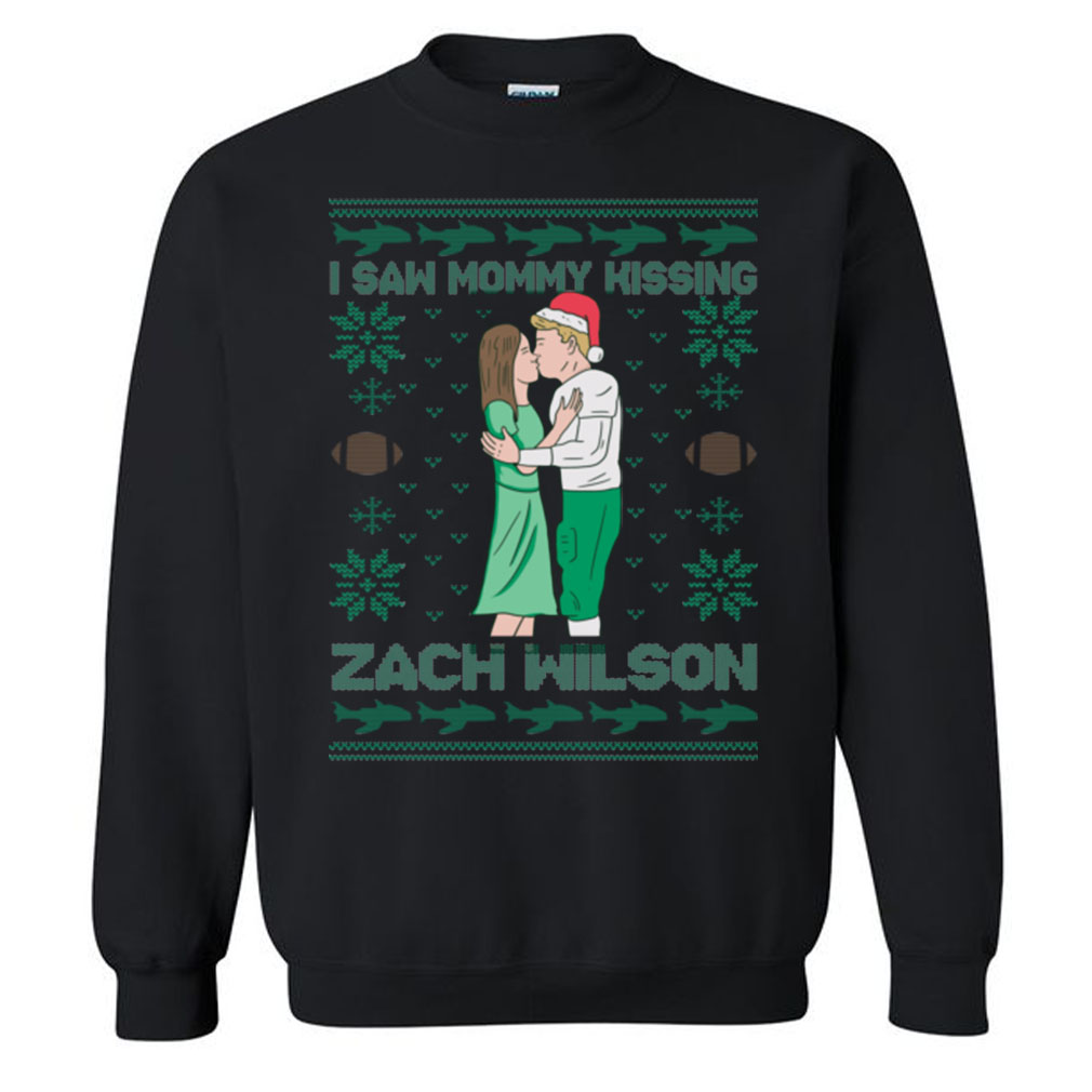 I Saw Mommy Kissing Zach Wilson Ugly Christmas Sweatshirt