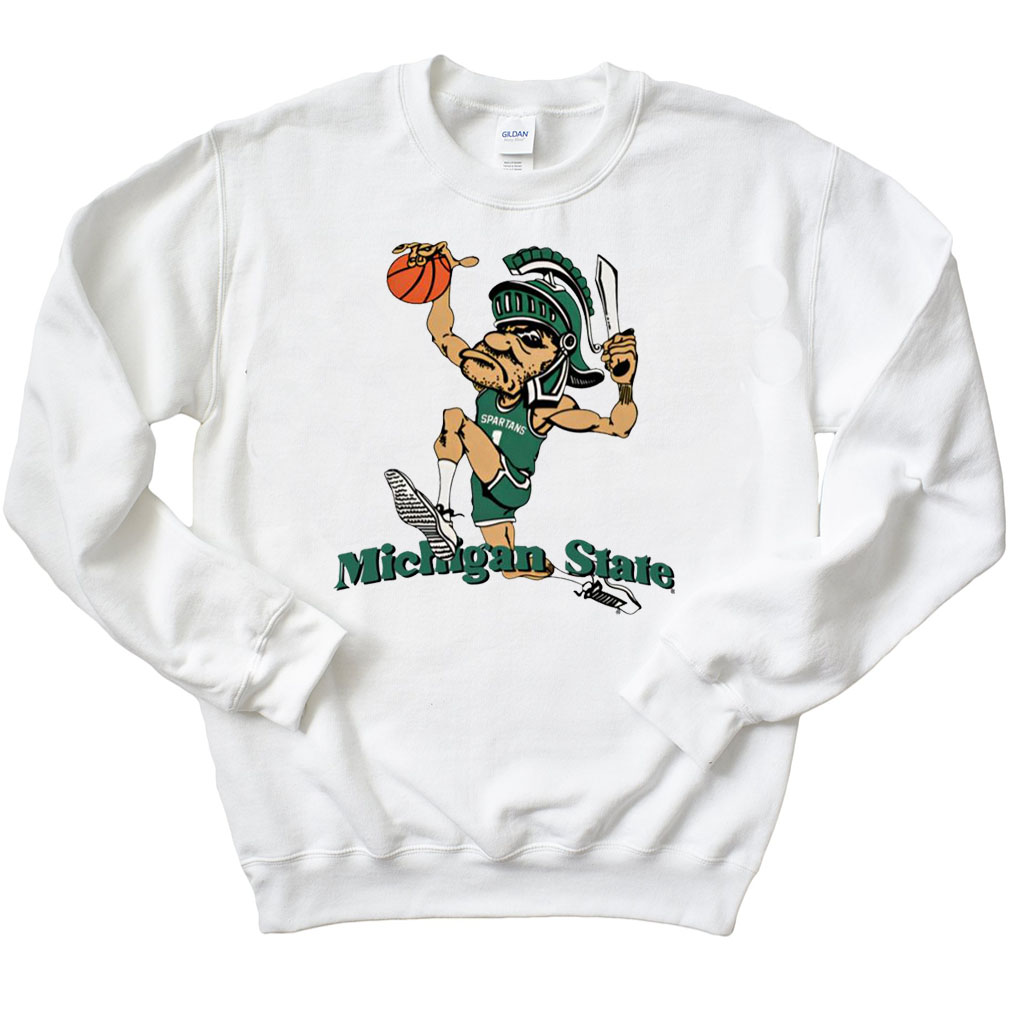 Michigan State University Vintage Dunking Gruff Sparty Spartanhoops Sweatshirt